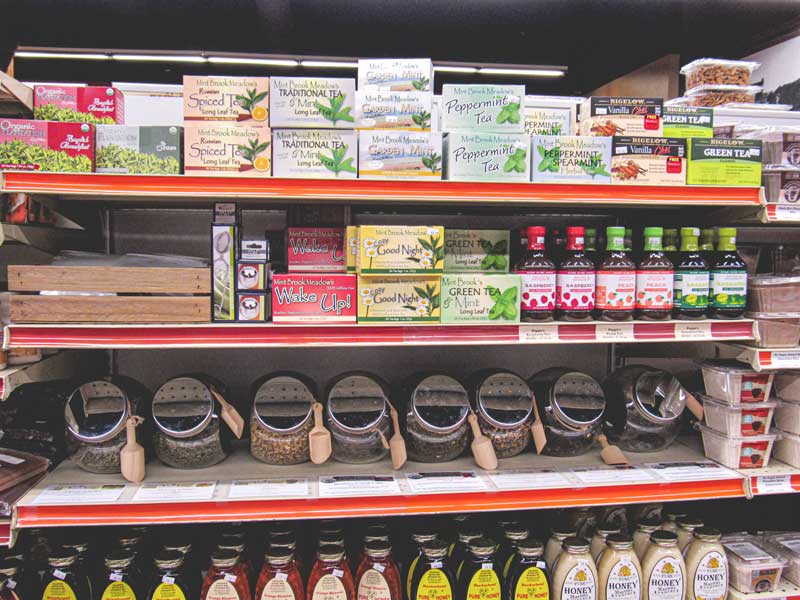 Shelves of dry goods