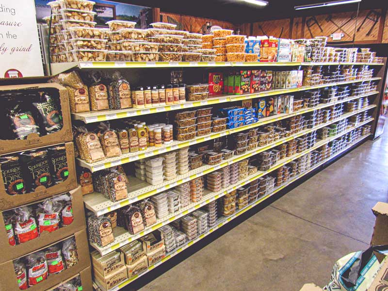 Shelves of dry goods
