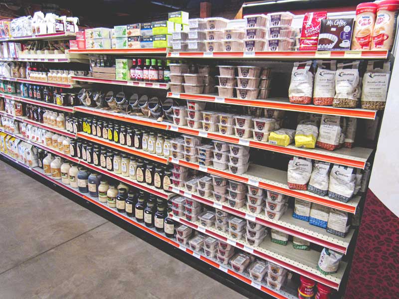 Shelves of dry goods